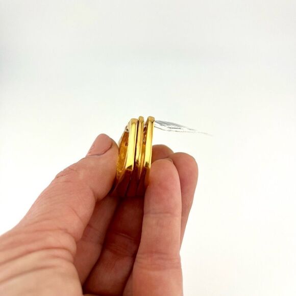 Kenneth Jay Lane NIB NWT 3-piece 22K Gold-Plated & Glass Crystal Ring Set - 5 - Picture 9 of 11